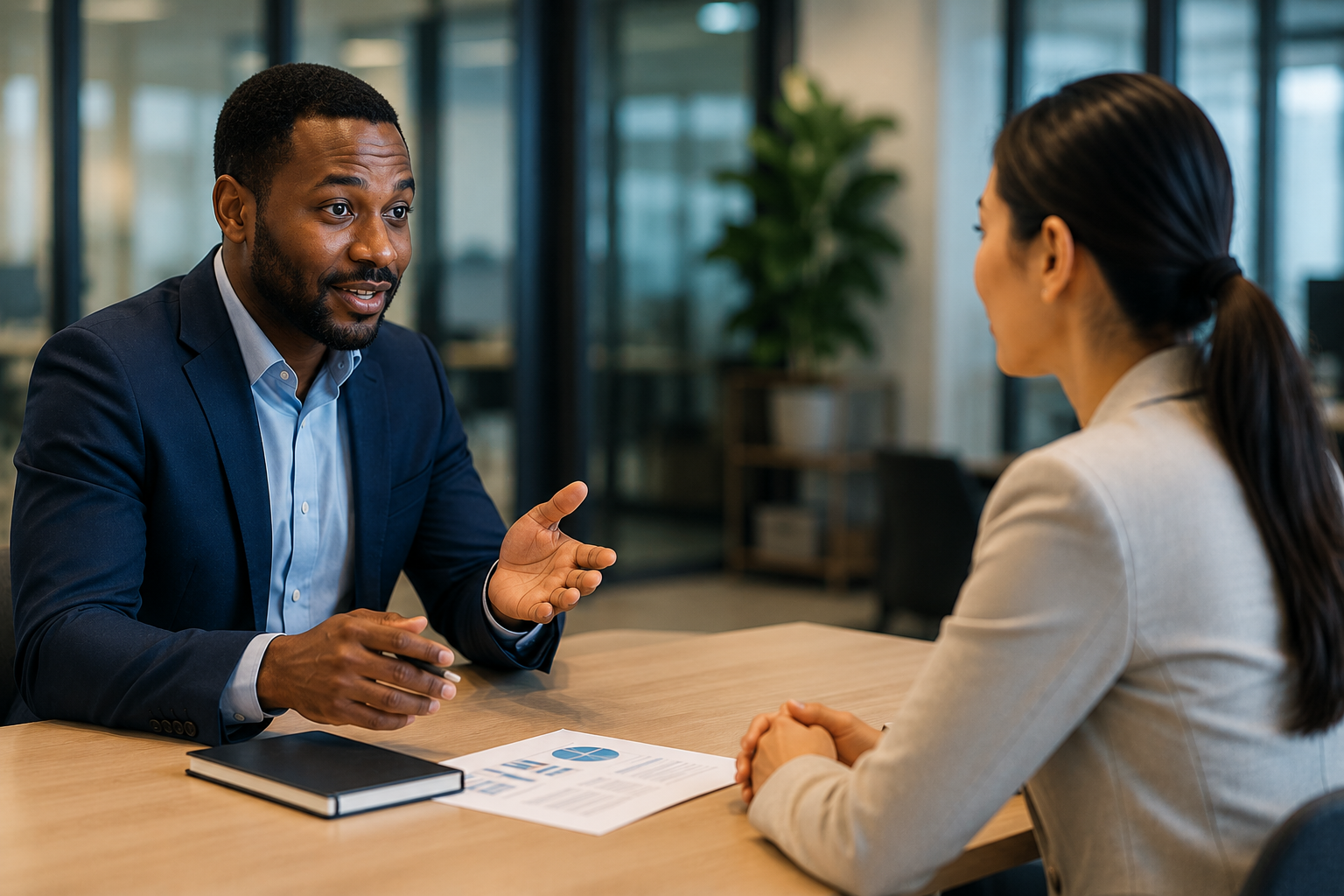 Consultants discussing an AI solutions engagement